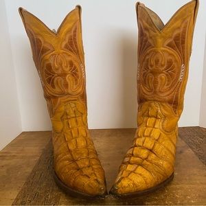 Men's Arango Yellow Crocodile Imitation Print Pointed Toe Cowboy Boots Size 6.5